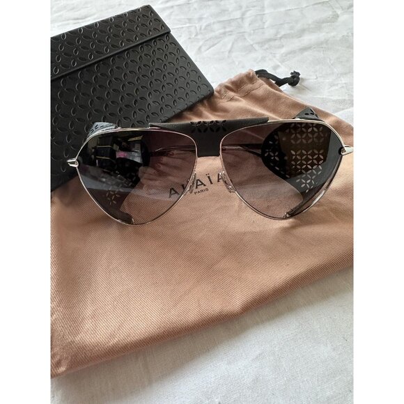 ALAIA Spoiler Pilot Sunglasses Silver